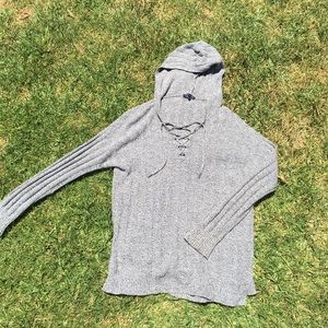 Grey lace-up sweater